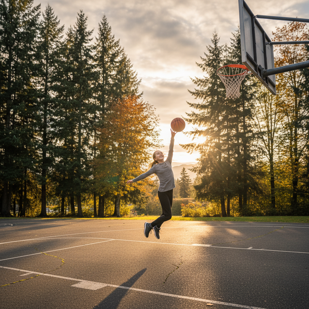 Youth player on outdoor court